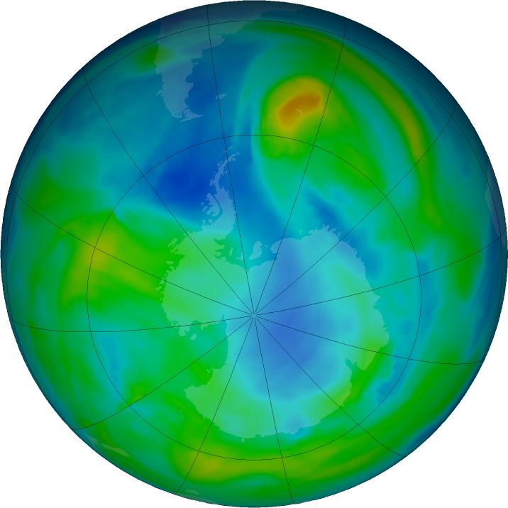 Antarctic ozone map for 15 May 2024